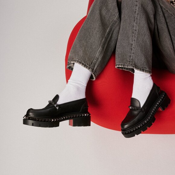 Christian Louboutin ST ROCH PYRACLOU FLAT Lug Spikes Loafers Moccasin Shoe - Picture 4 of 14